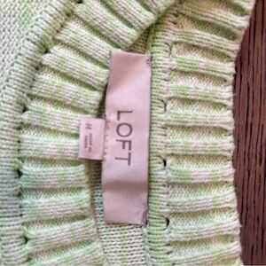 LOFT Women's Light Green Crew Neck Sweater